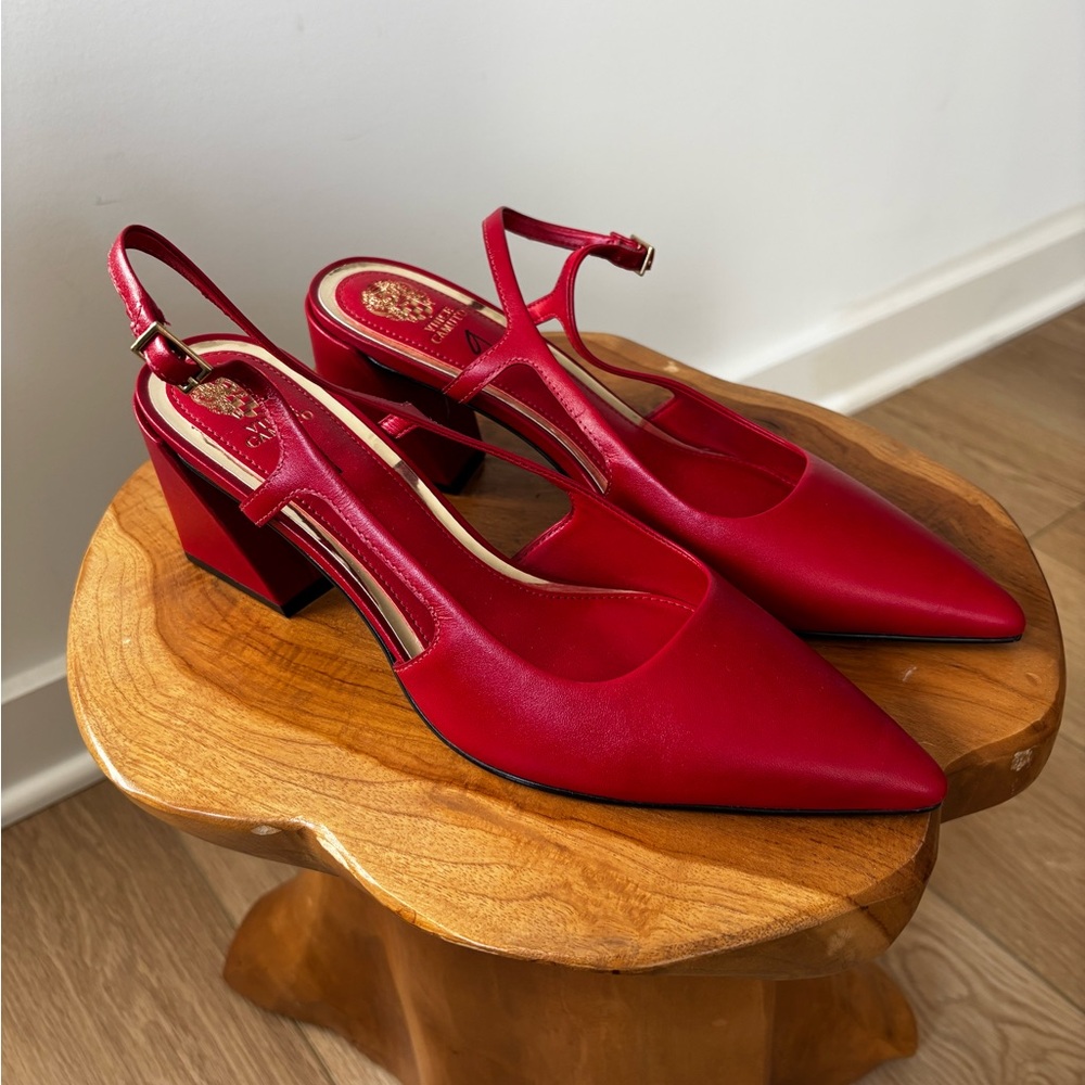 Vince Camuto Elegant Cherry Red Slingback Heels